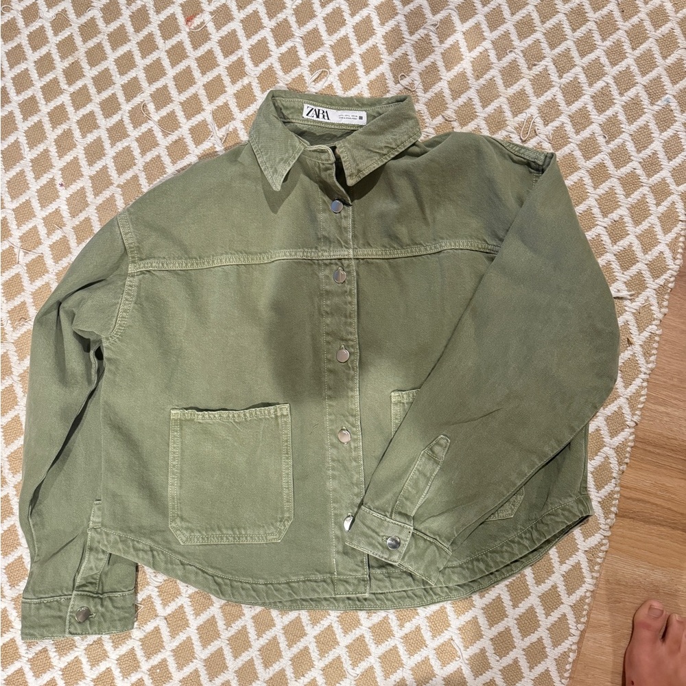 Zara Olive Green Denim Jacket